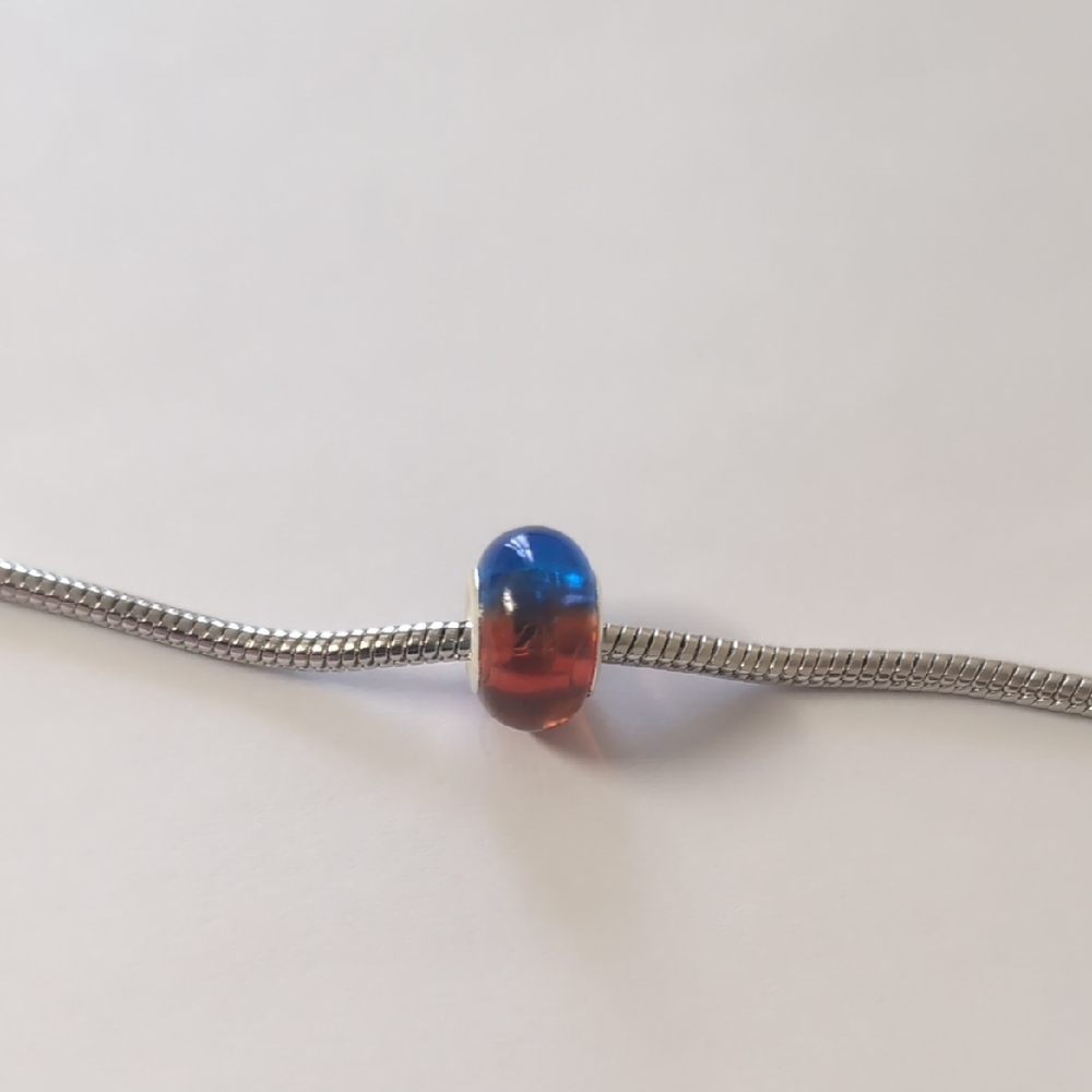 Two‎ Tone Blue and Orange Charm for Pandora Style Bracelet